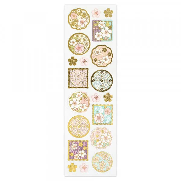 Cherry Blossom Washi Gold Foil Seal Stickers