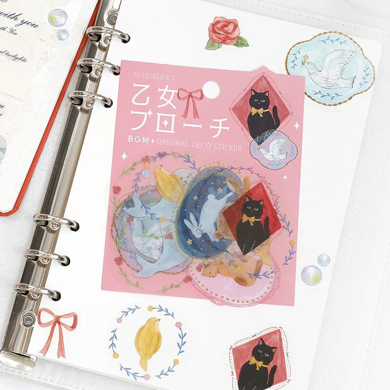 BGM Clear Deco Stickers Brooch - Animals - Kizuna Stationery