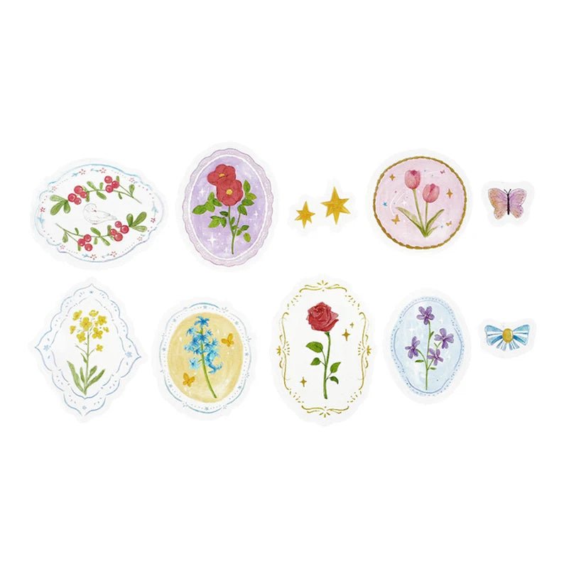BGM Clear Deco Stickers Brooch - Flower - Kizuna Stationery