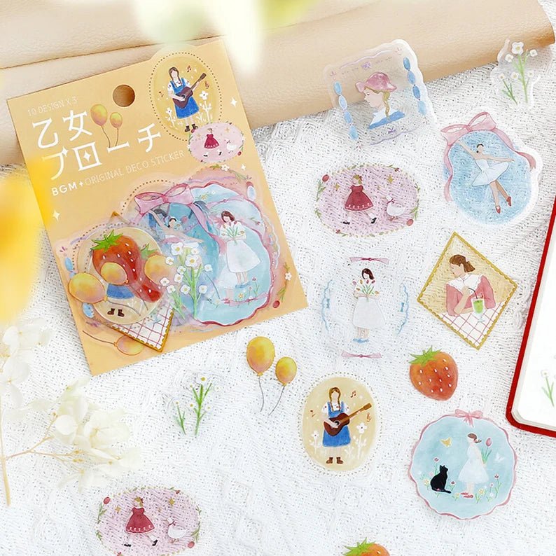 BGM Clear Deco Stickers Brooch - Flower - Kizuna Stationery