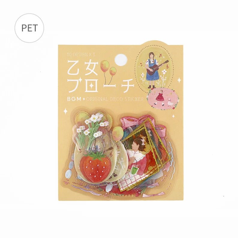 Kizuna Stationery - BGM Clear Deco Stickers Brooch - Girl