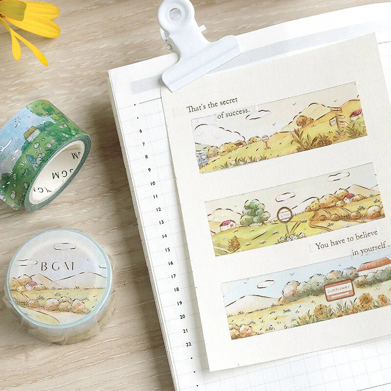 BGM Washi Tape Foil Little World - Fields at Dusk - Kizuna Stationery