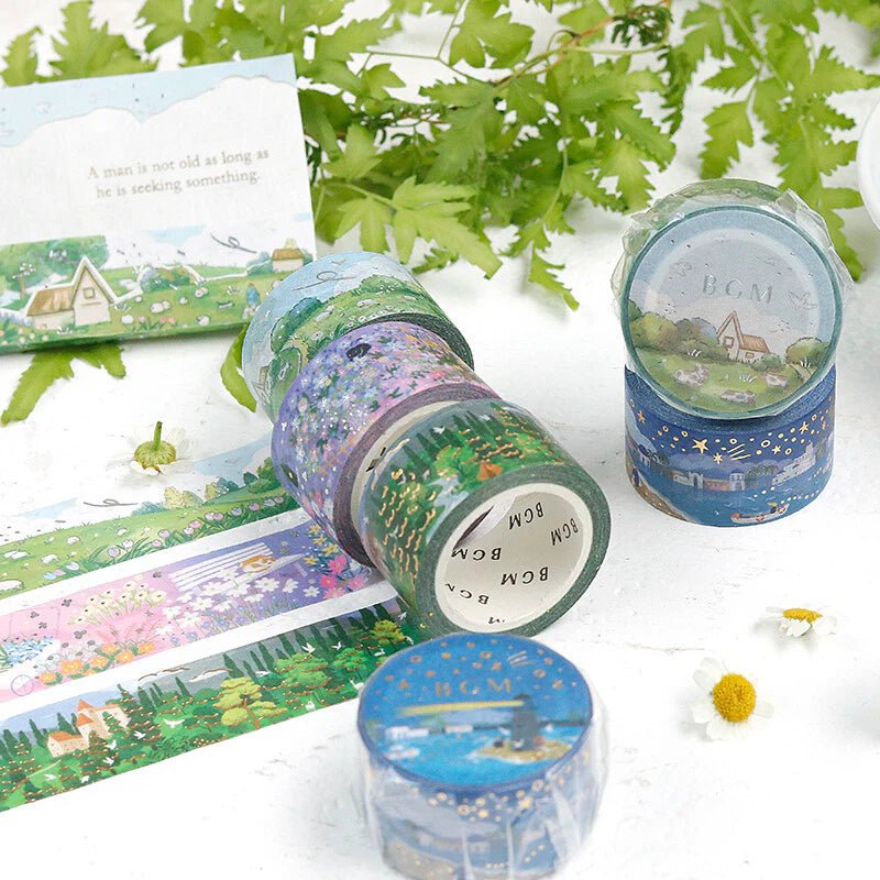 BGM Washi Tape Foil Little World - Fields at Dusk - Kizuna Stationery