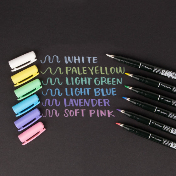 Tombow Fudenoskue Brush Pen - Pastel - 6 Colour Set