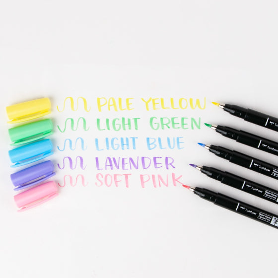 Tombow Fudenoskue Brush Pen - Pastel - 6 Colour Set