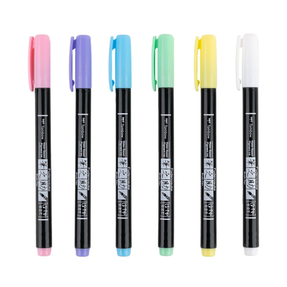 Tombow Fudenoskue Brush Pen - Pastel - 6 Colour Set