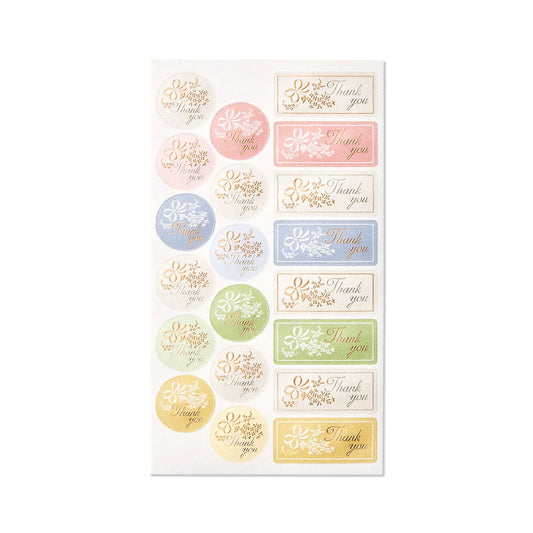 Thank You Ribbon and Floral Gold Stickers