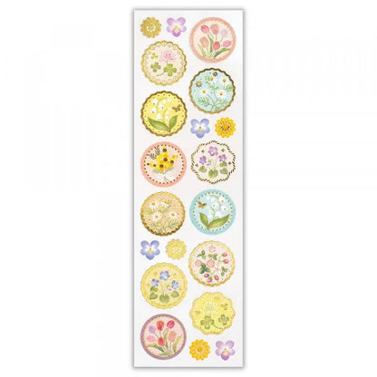 Floral Washi Gold Foil Seal Stickers