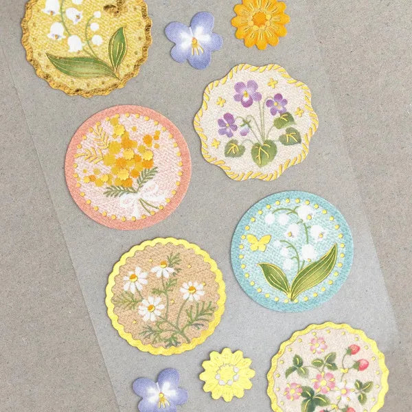 Floral Washi Gold Foil Seal Stickers