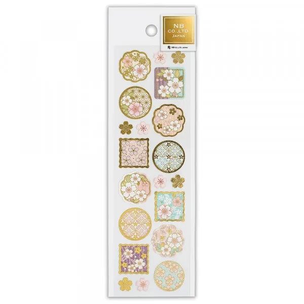 Cherry Blossom Washi Gold Foil Seal Stickers
