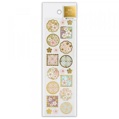 Cherry Blossom Washi Gold Foil Seal Stickers