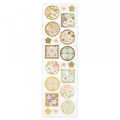 Cherry Blossom Washi Gold Foil Seal Stickers