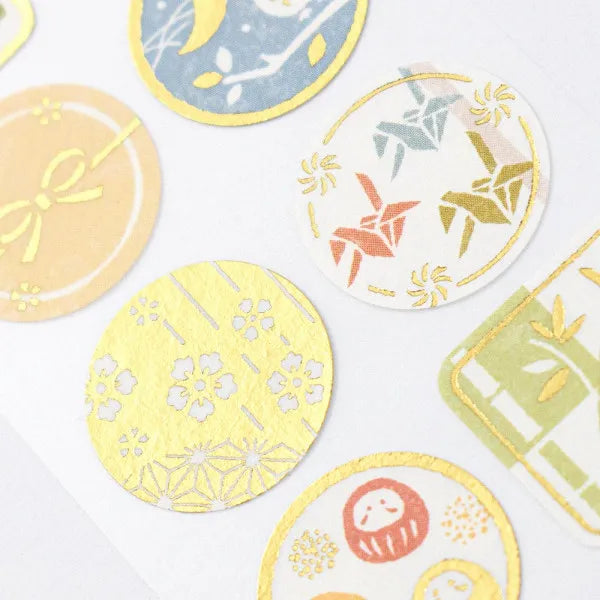 Traditional Japanese Washi Gold Foil Seal Stickers