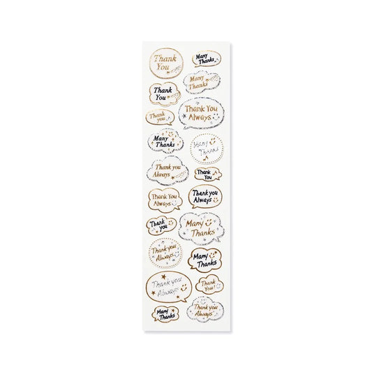 Thank You Speech Bubble Gold Foil Stickers
