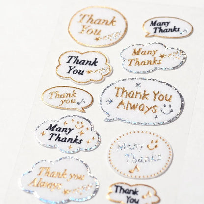 Thank You Speech Bubble Gold Foil Stickers