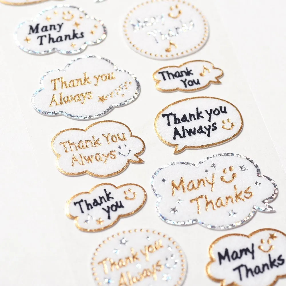 Thank You Speech Bubble Gold Foil Stickers