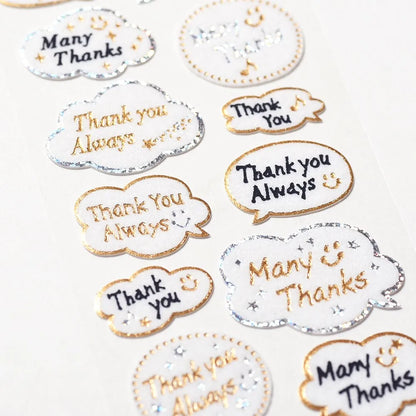 Thank You Speech Bubble Gold Foil Stickers