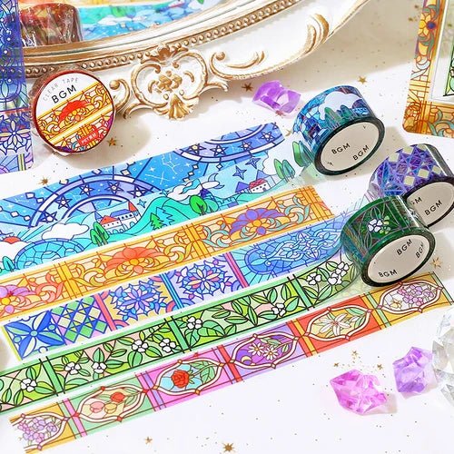 BGM Clear PET Tape Stained Glass - Floral Garden - Kizuna Stationery
