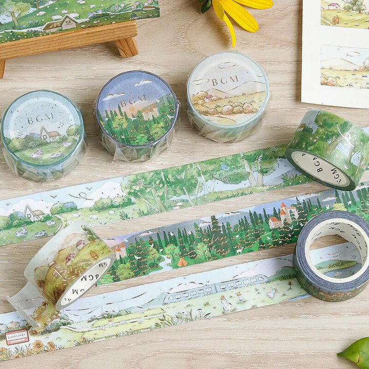 BGM Washi Tape Foil Little World - Fields at Dusk - Kizuna Stationery