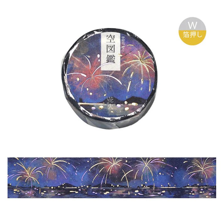 BGM Washi Tape Foil Sky Picture Book - Fireworks - Kizuna Stationery
