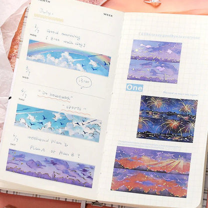 BGM Washi Tape Foil Sky Picture Book - Galaxy - Kizuna Stationery